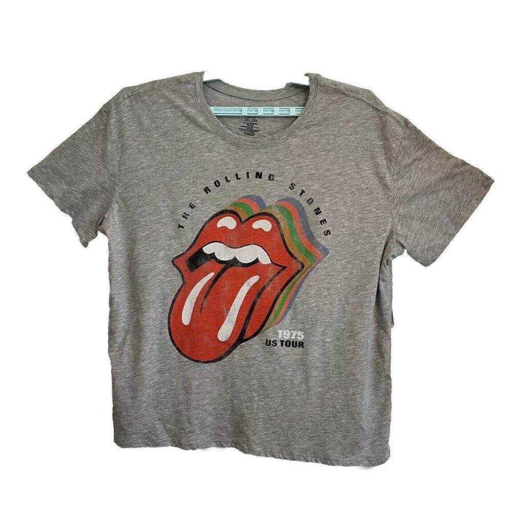 Rolling Stones Women’s T-Shirt 2XL Distressed 1975 Tour Gray NWT